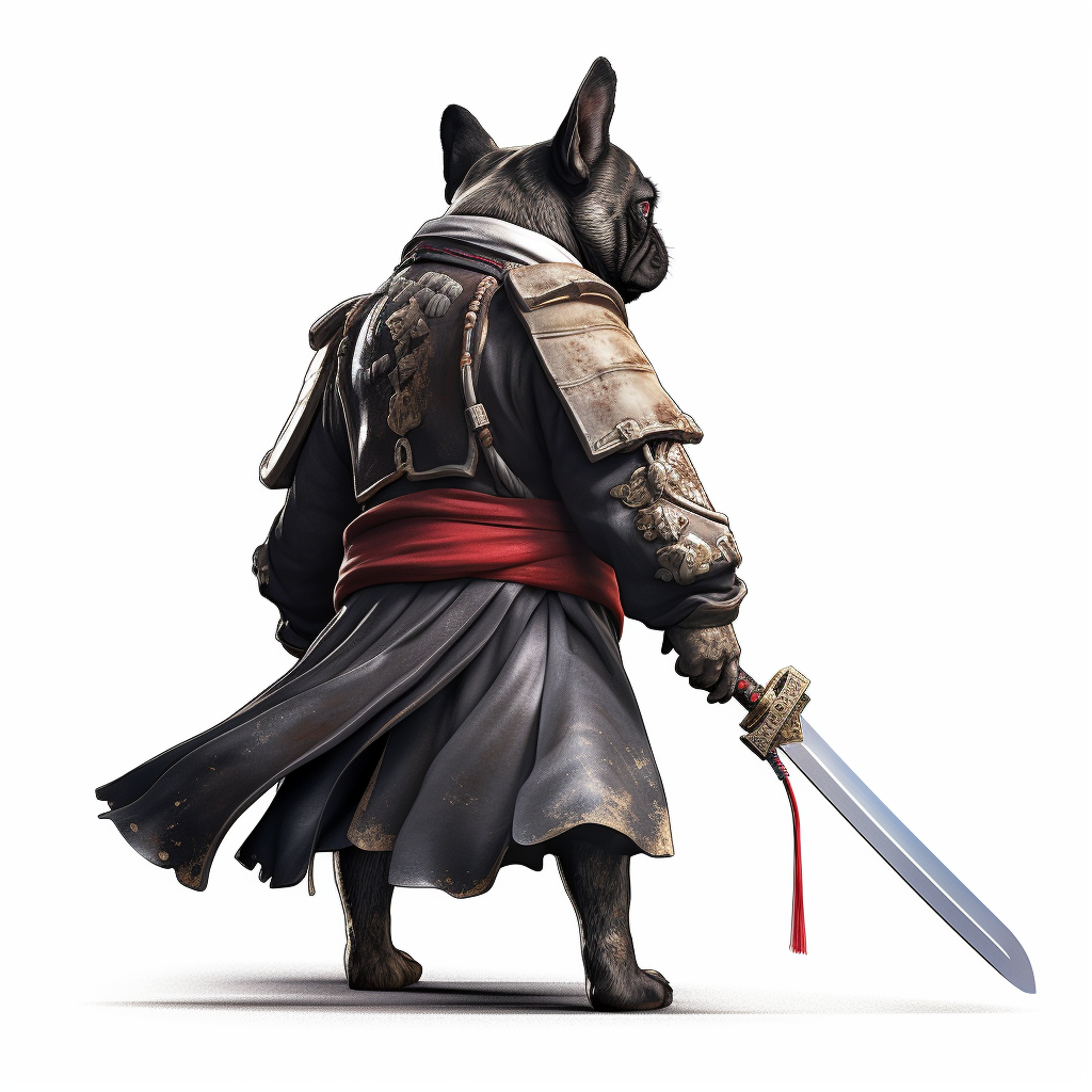 French Bulldog Samurai with Sword