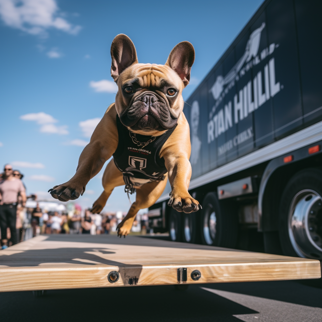 French Bulldog performing truck pull