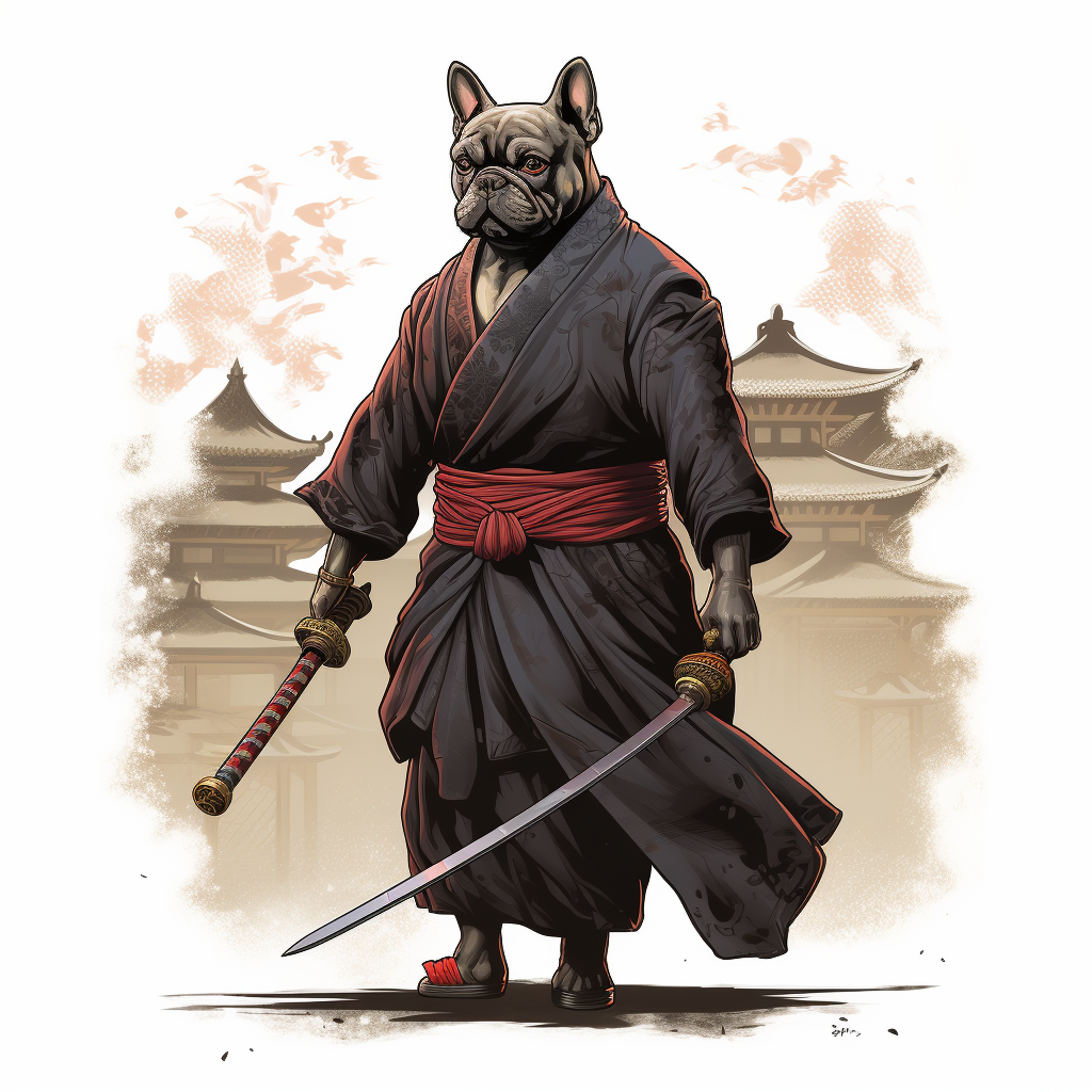 French Bulldog with Samurai Sword