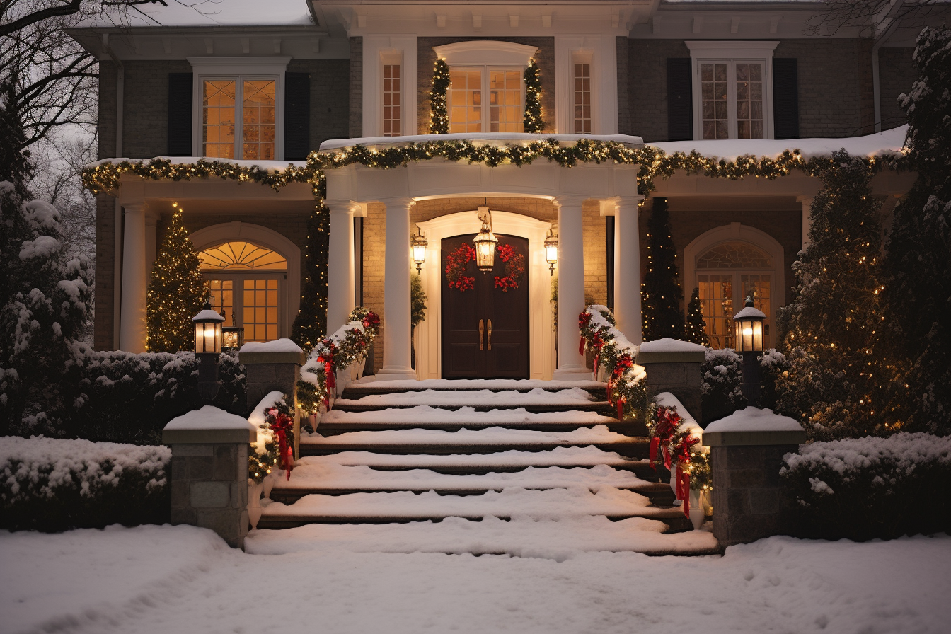 Beautiful French House at Christmas Night