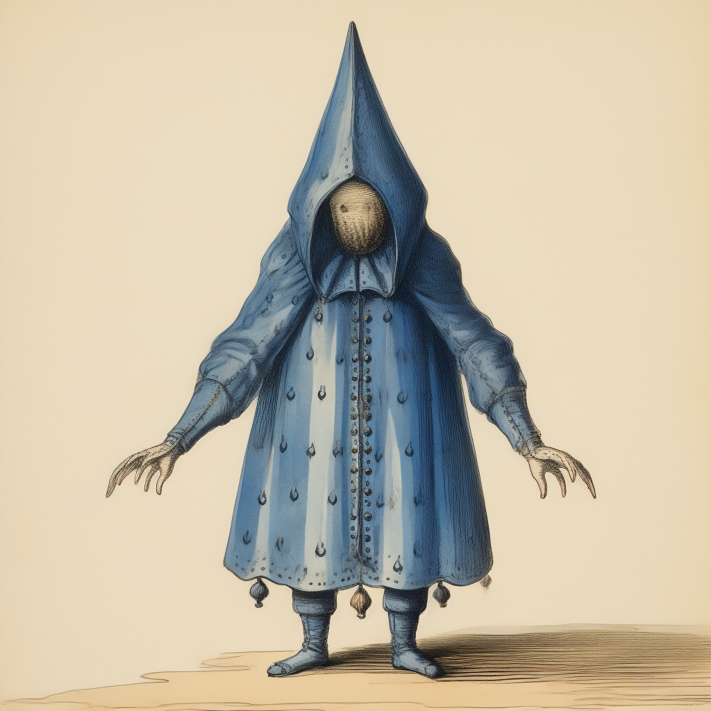 Illustration of a Hispanic person wearing a blue droplet hood