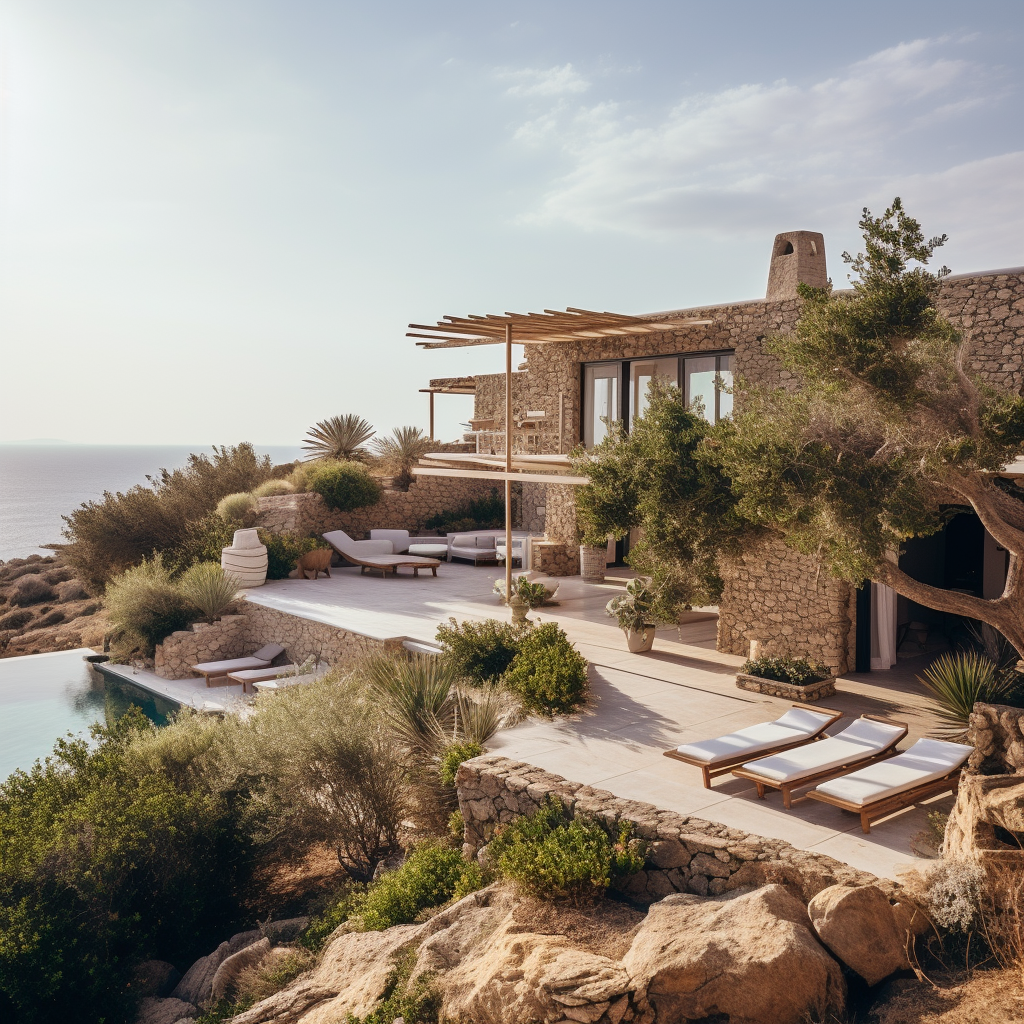 French farmer's house overlooking ocean