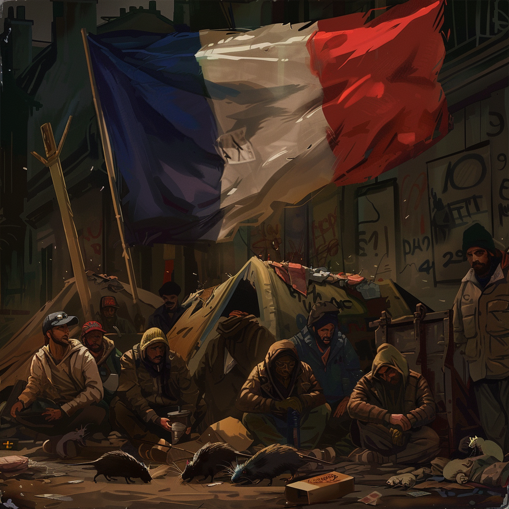 French Flag Homeless People Rats