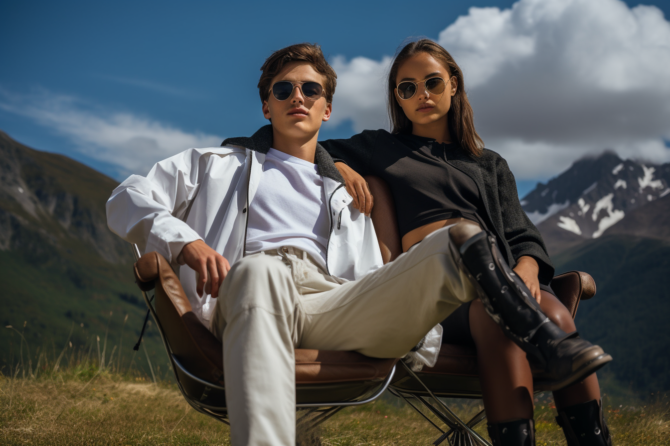 Gen-Z students posing in French Alps countryside