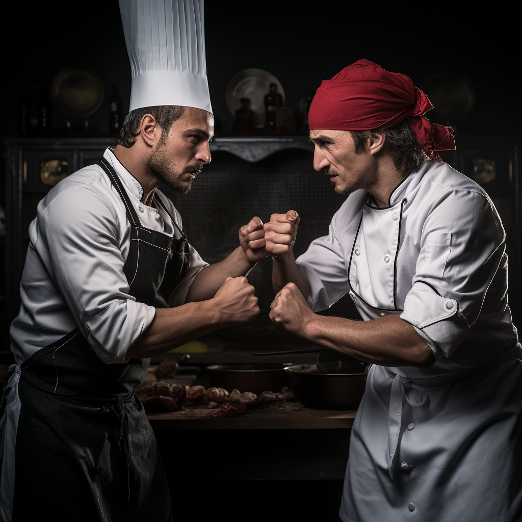 Chefs battling in intense culinary clash