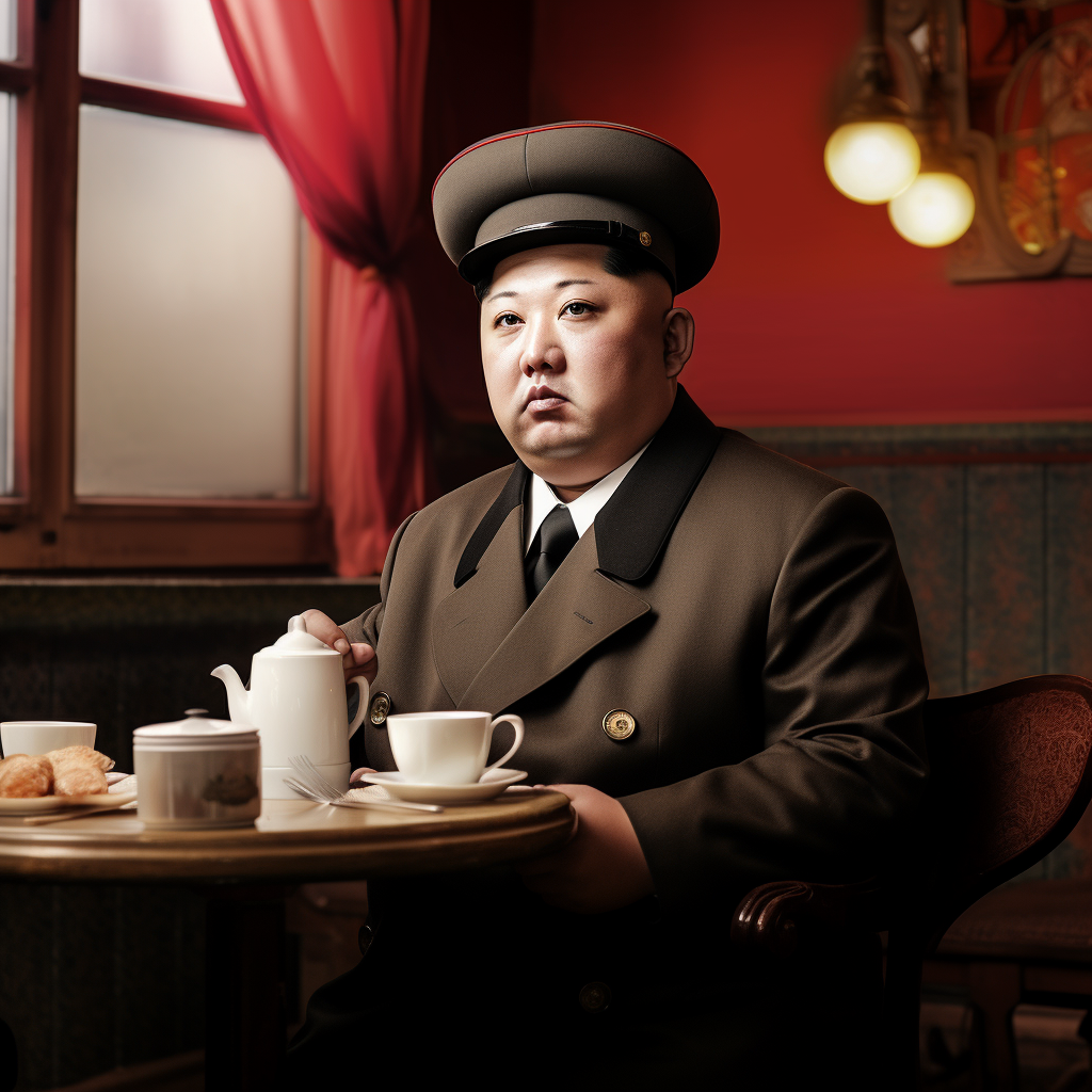 French Kim Jong Un with Mustache and Hat