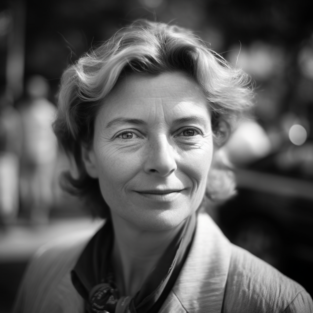 French Minister Elisabeth Borne Swirly Bokeh Portrait