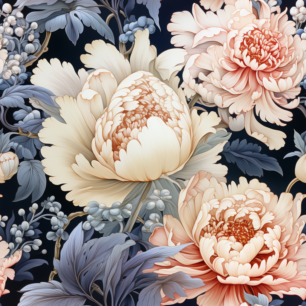 Beautiful French Peony Pattern Print