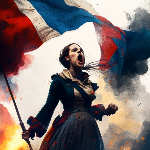 Woman holding flag in French Revolution