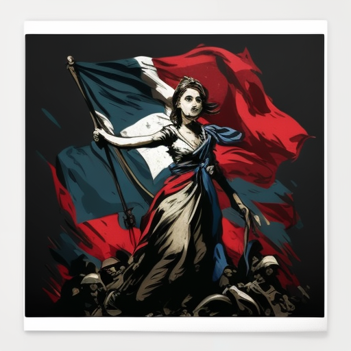 Woman holding flag during French Revolution