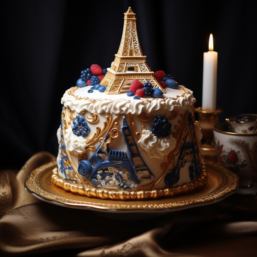 Realistic French-shaped cake image