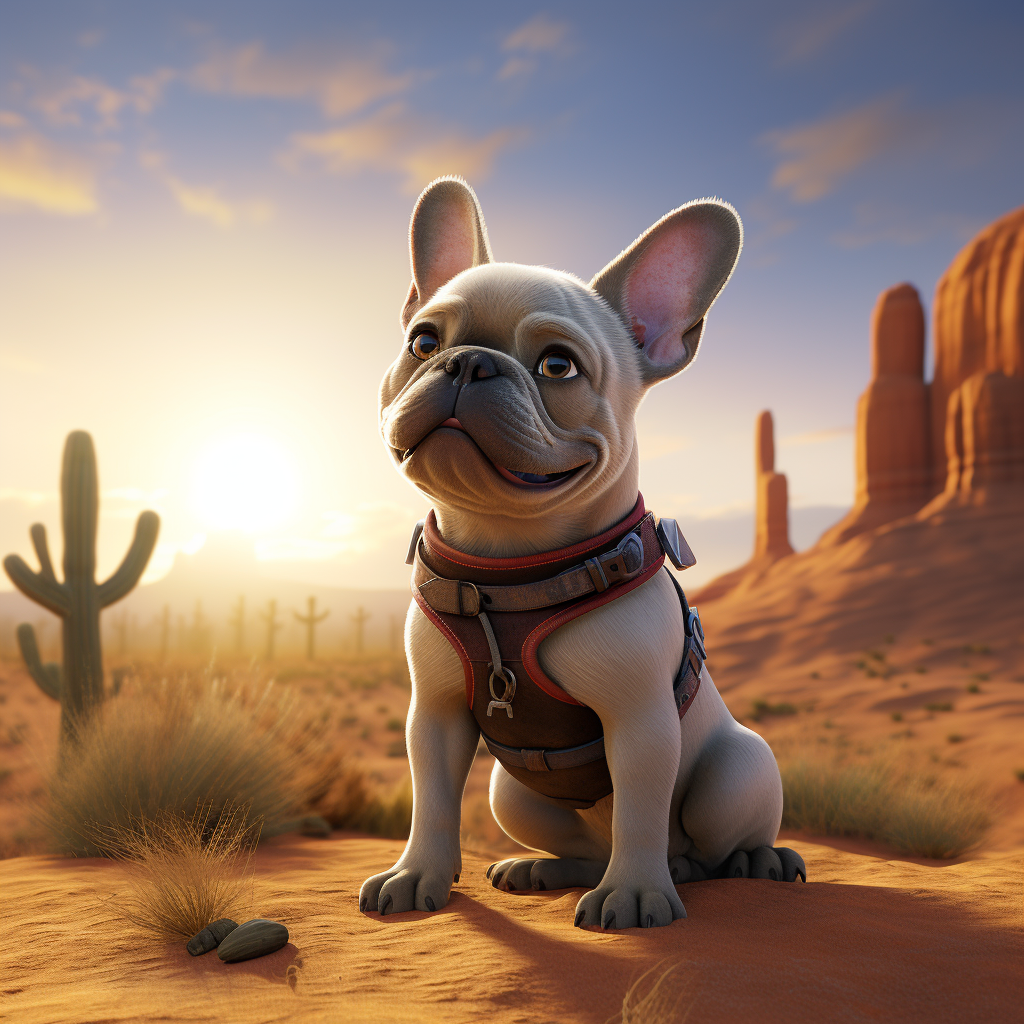 Adorable French Bulldog in the Desert