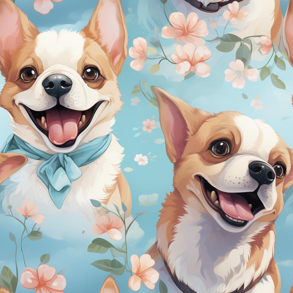 Cartoon French Bulldogs with Smiley Faces