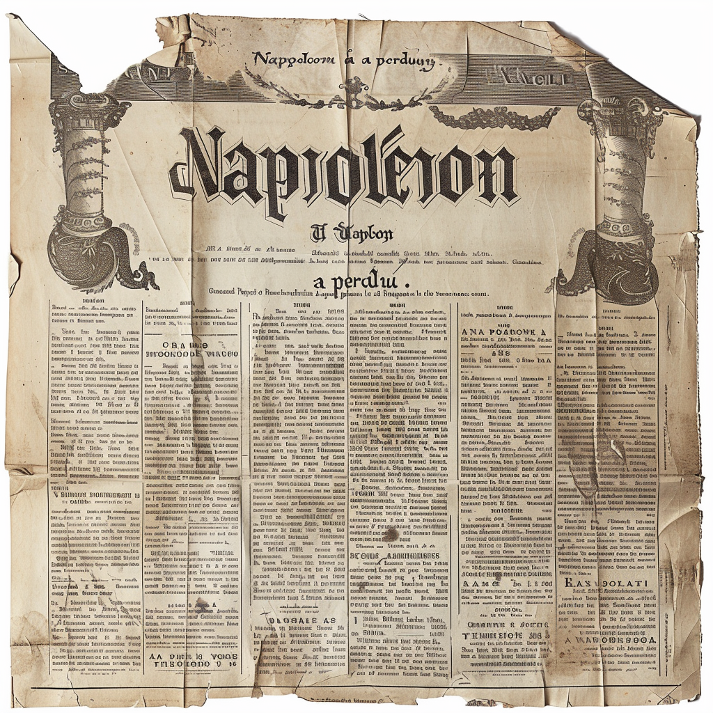 French newspaper with Napoleon defeated headline