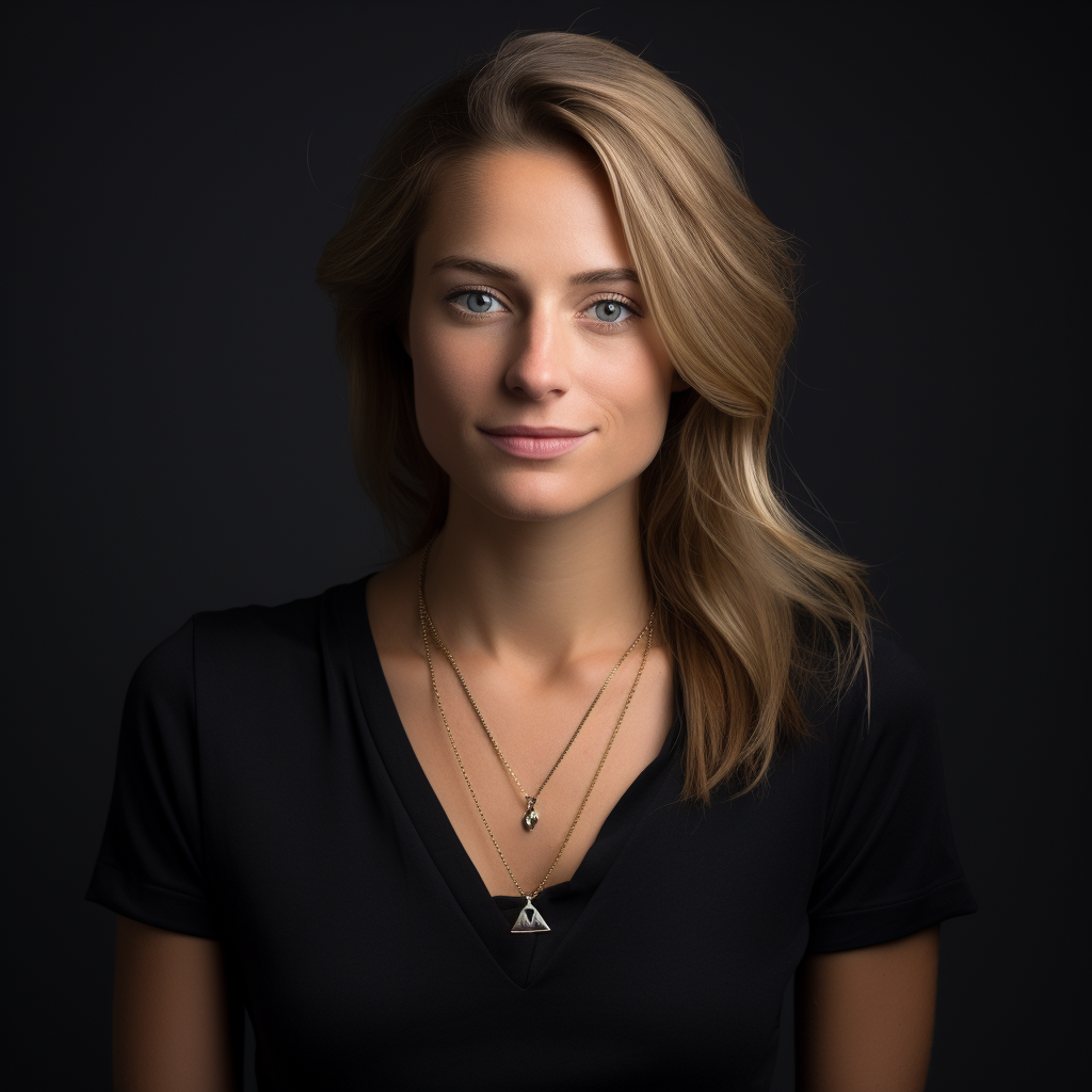 Beautiful French woman with necklace smiles