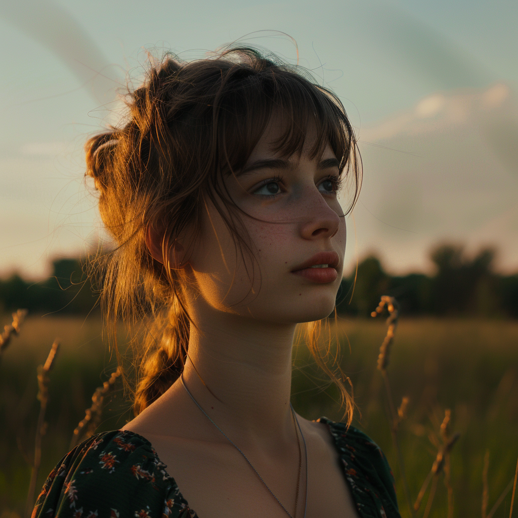 French woman at dusk