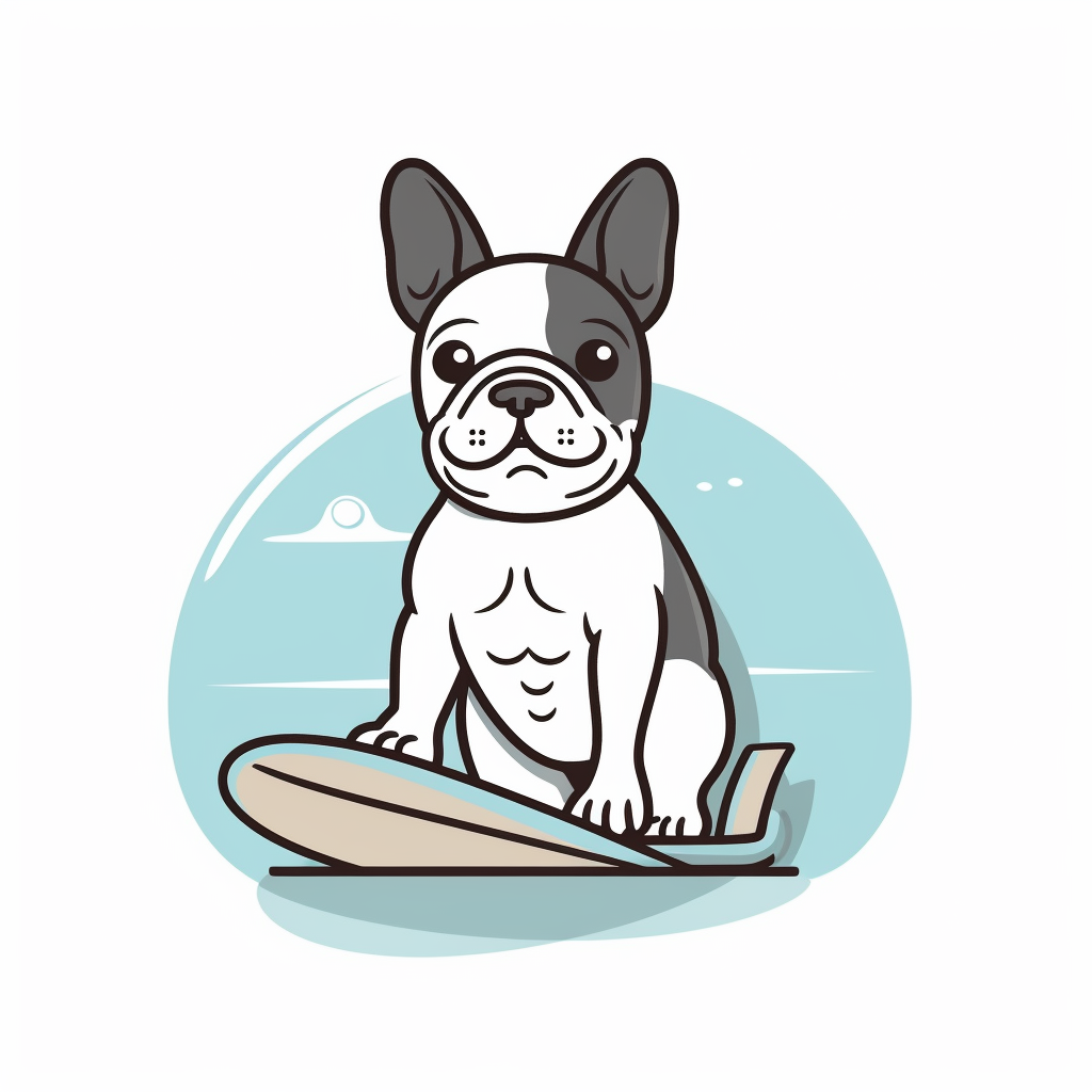 Cute French Bulldog on Surfboard