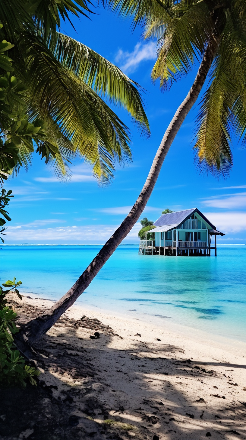 Picturesque beach house in French Polynesia