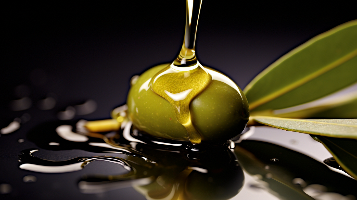 Fresh olive squeeze with oil droplet