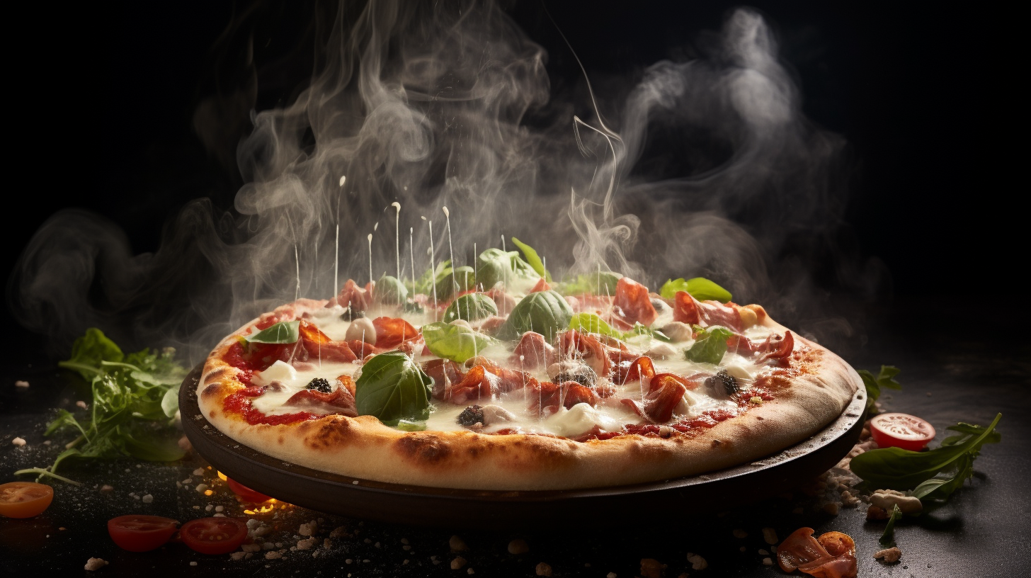 Delicious Capriciosa Pizza with Volumetric Smoke