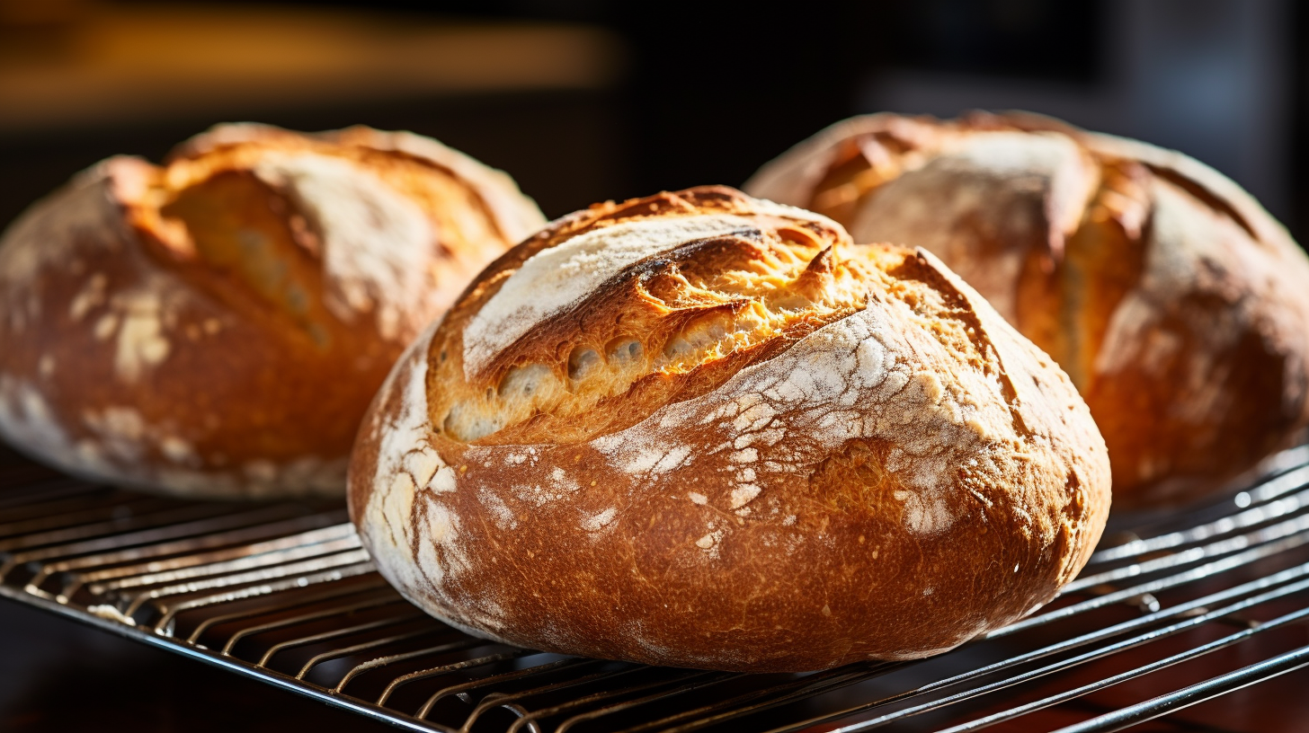 Fine textured crust on freshly baked bread