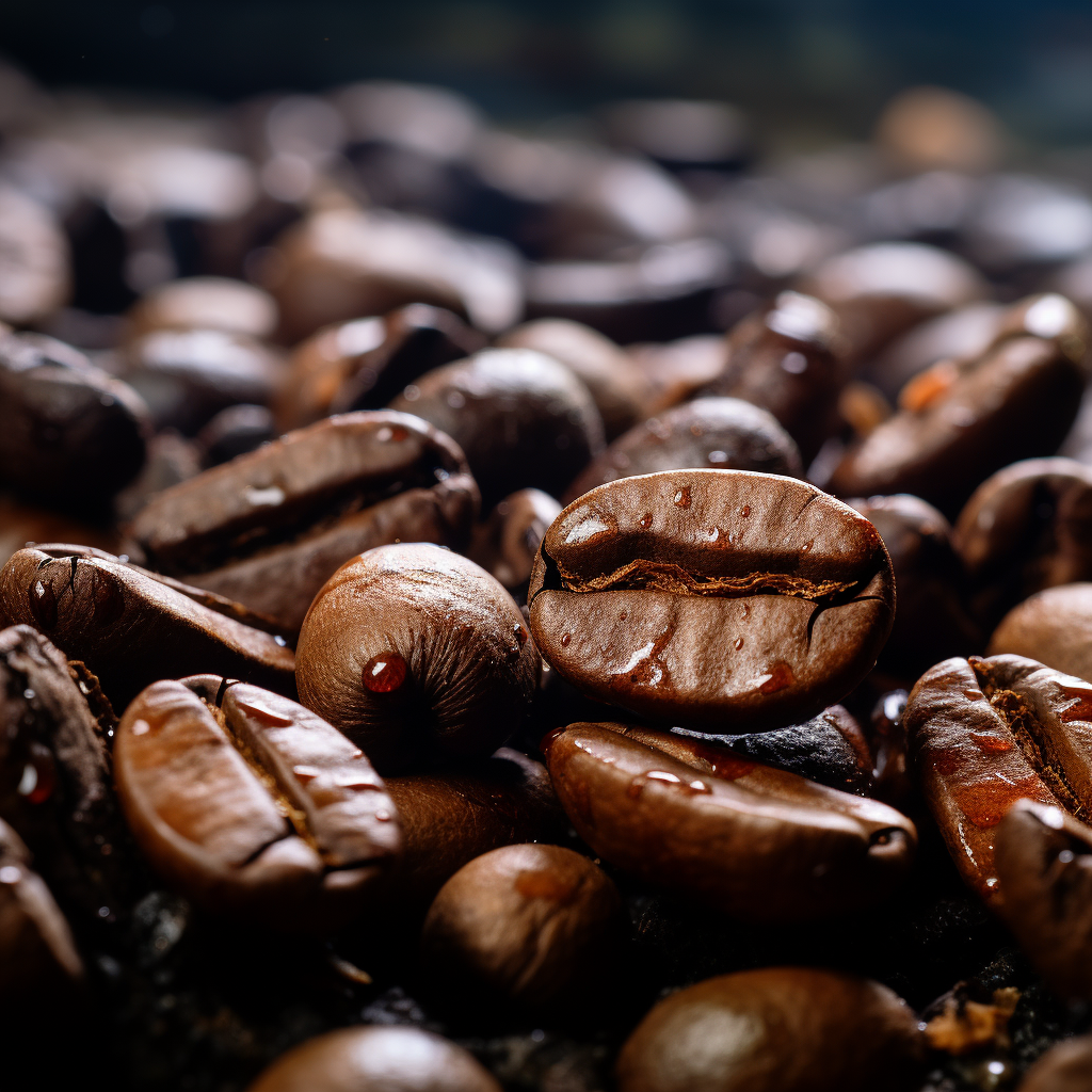 Aromatic coffee beans being ground