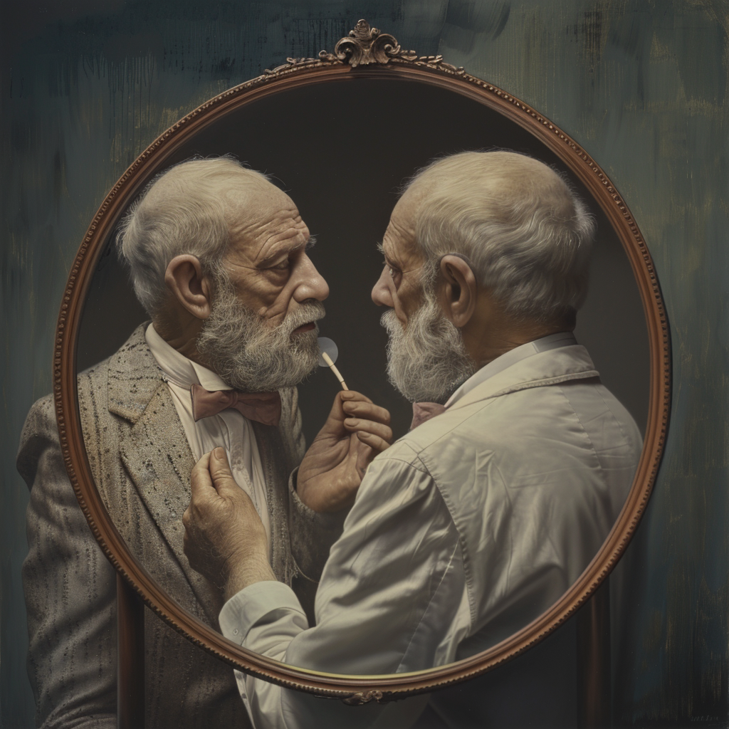 Freud and Lenin mirror reflection