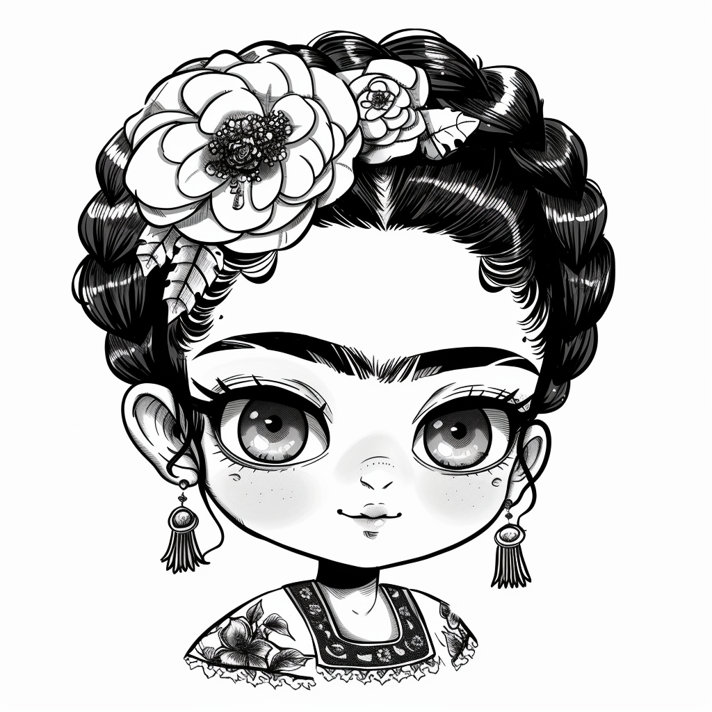 Cute Frida Kalho Coloring Page