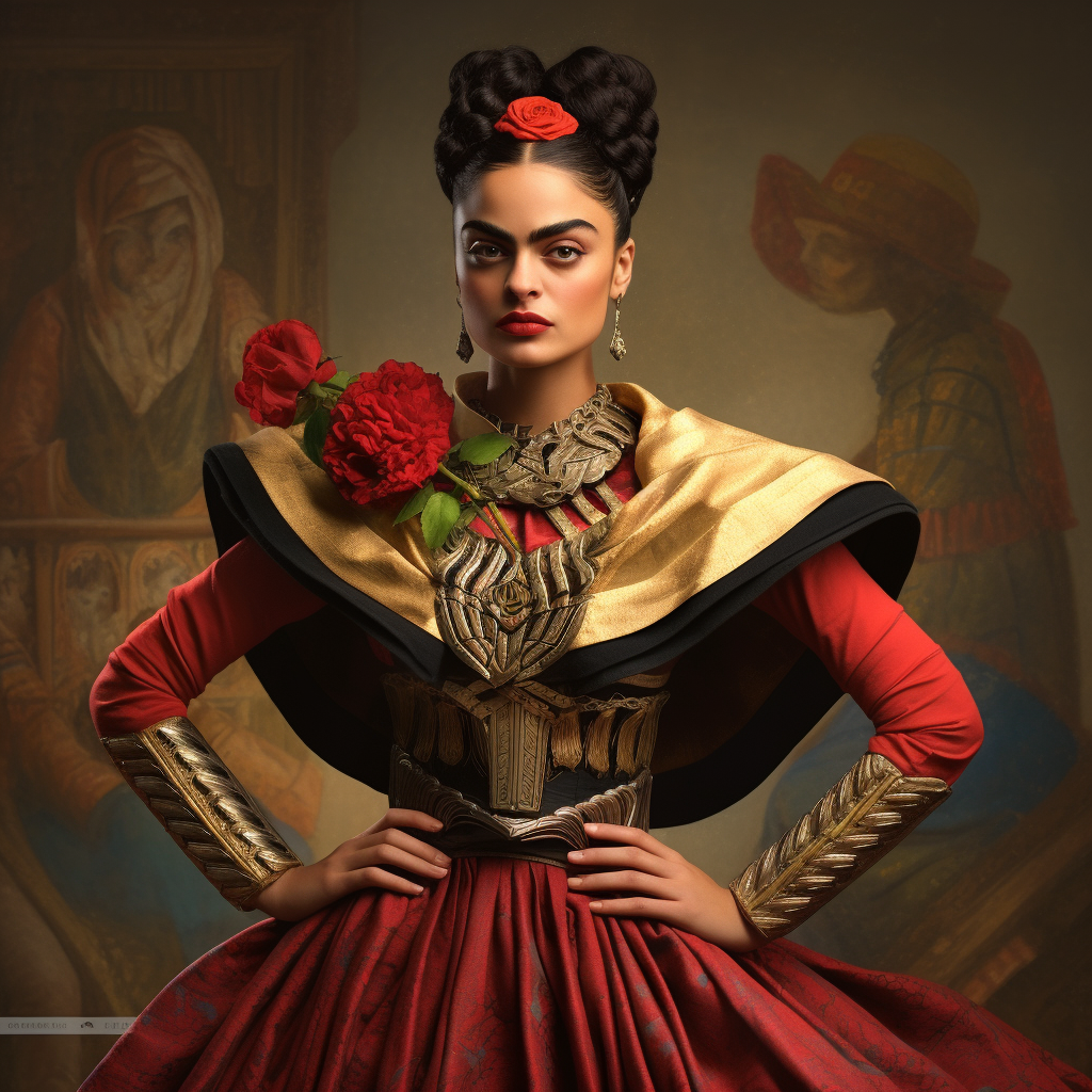 Frida Kahlo in superhero costume