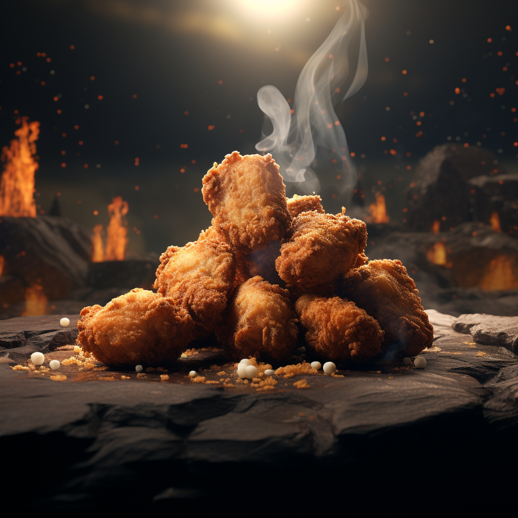 Fried chicken nugget animation in rustic style