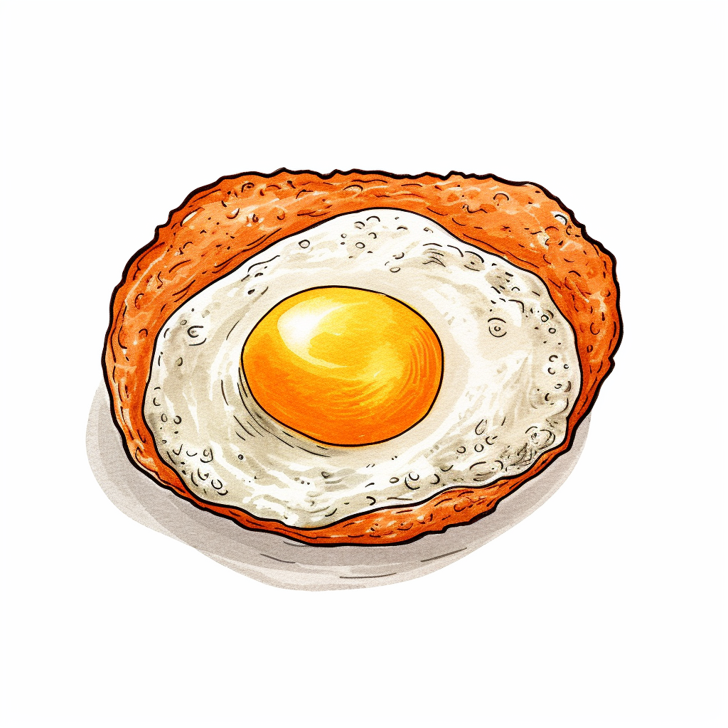 Childlike drawing of a fried egg