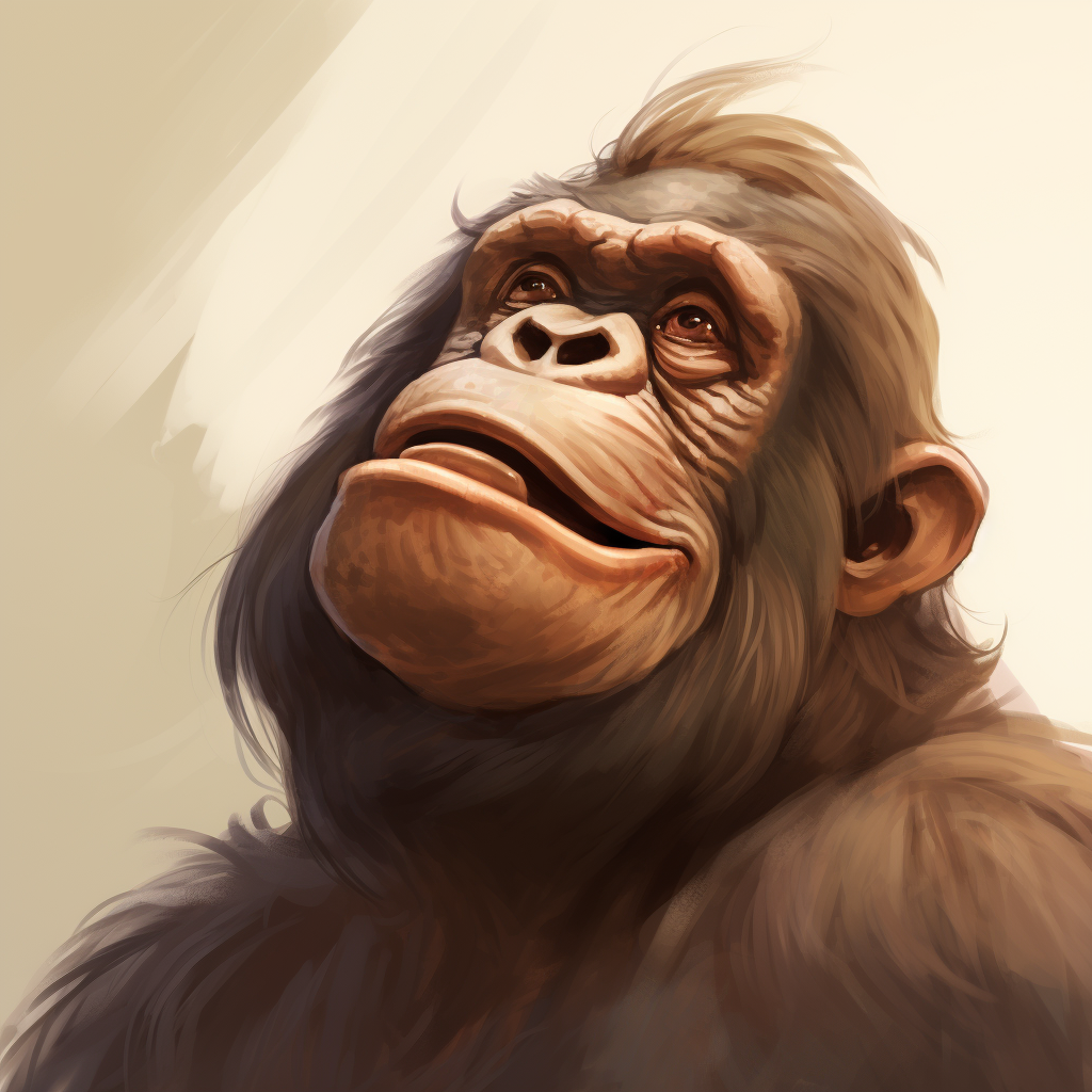 Adorable ape with double chin