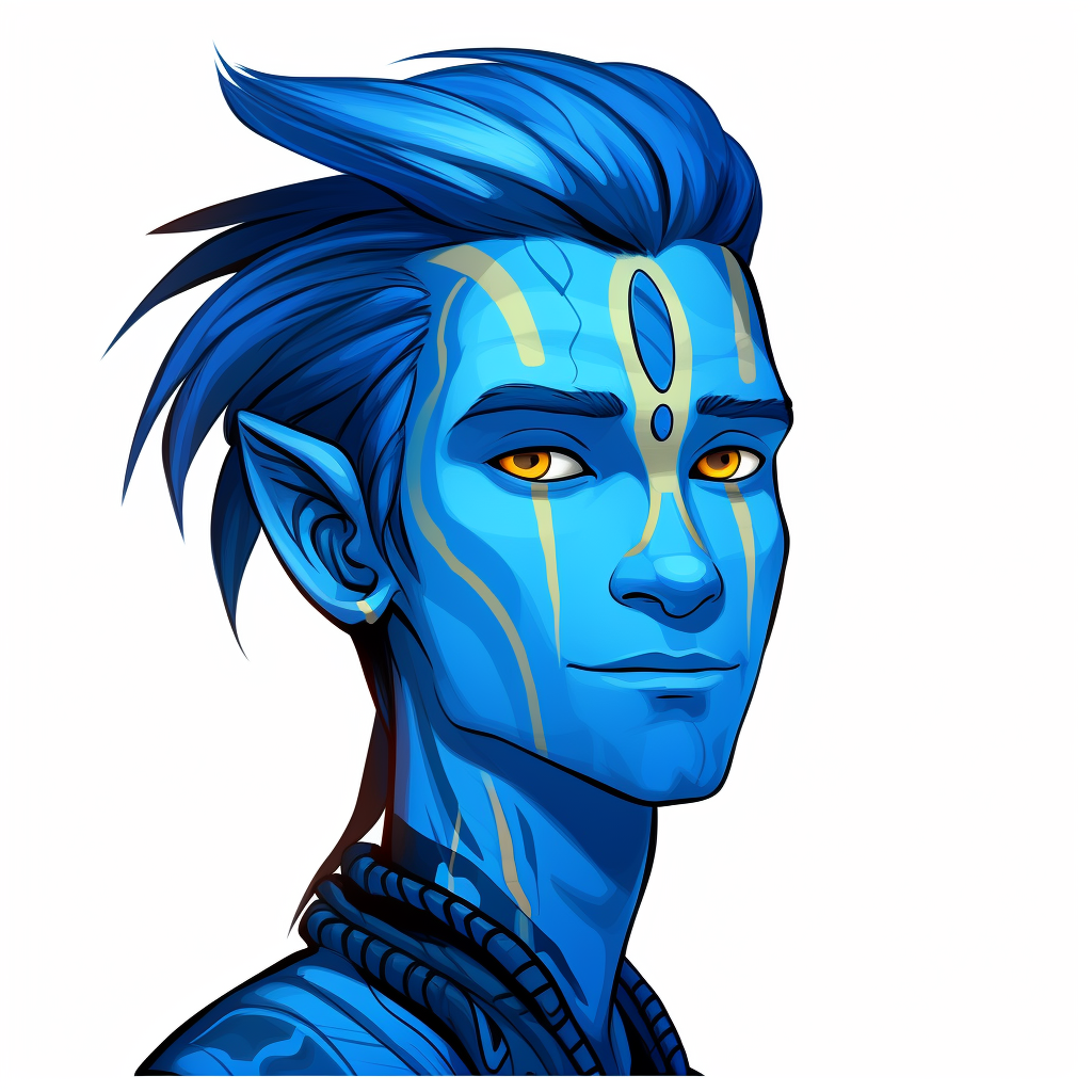 Cartoon Na'vi male blue skin