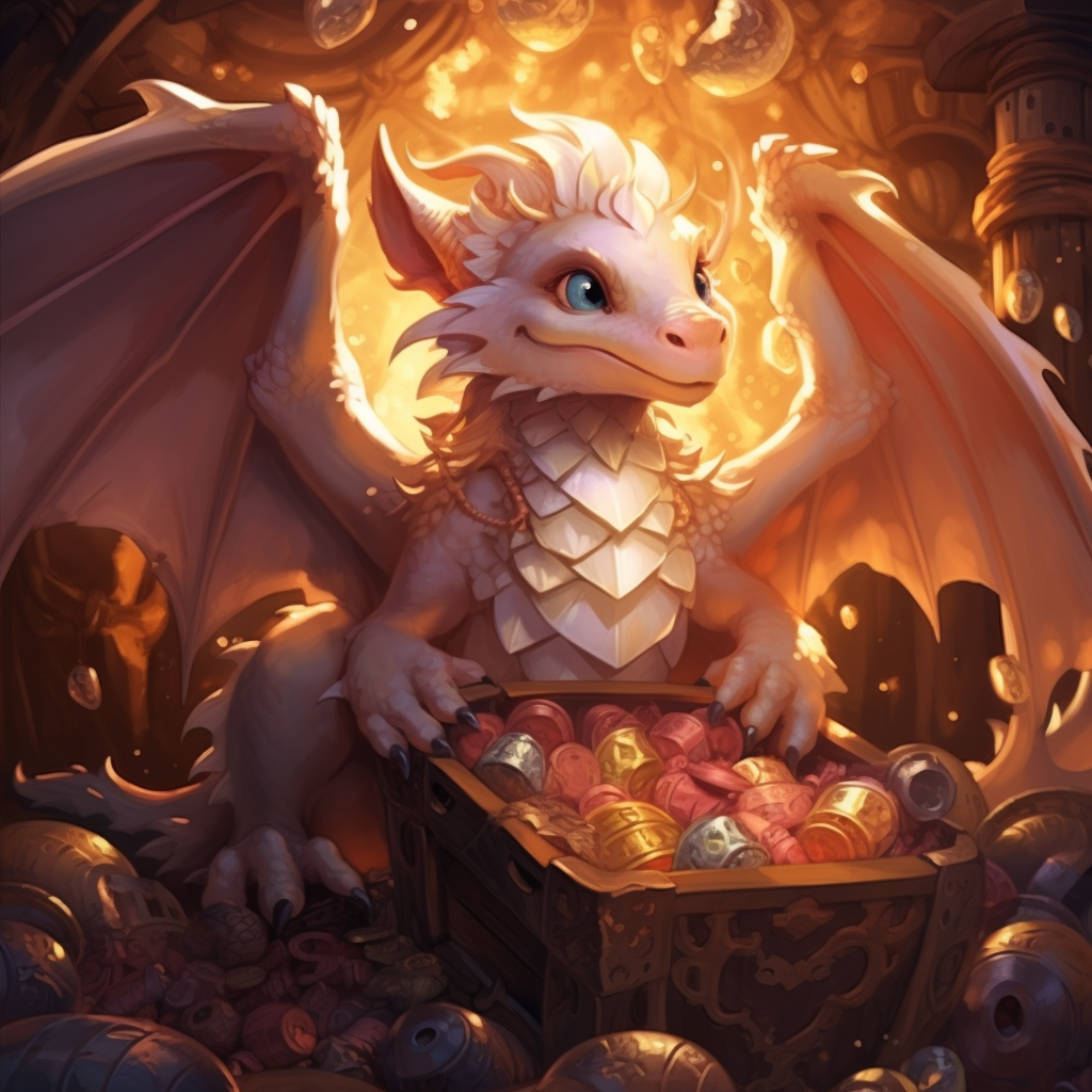 Dragon guarding its precious treasure