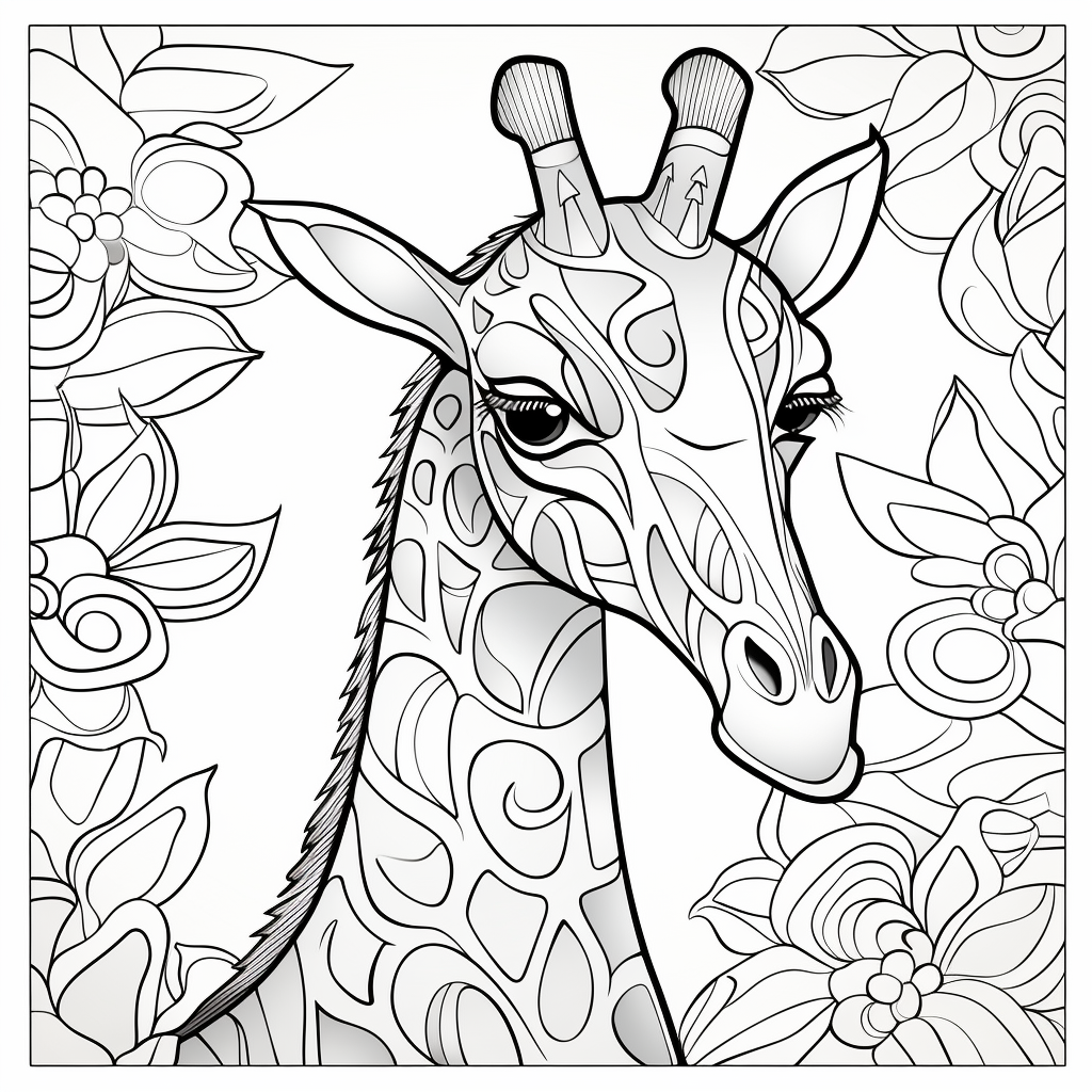 Cute friendly giraffe coloring page