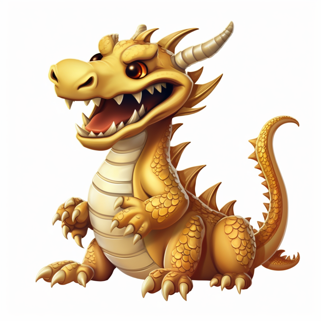 Smiling welcome gold dragon cartoon