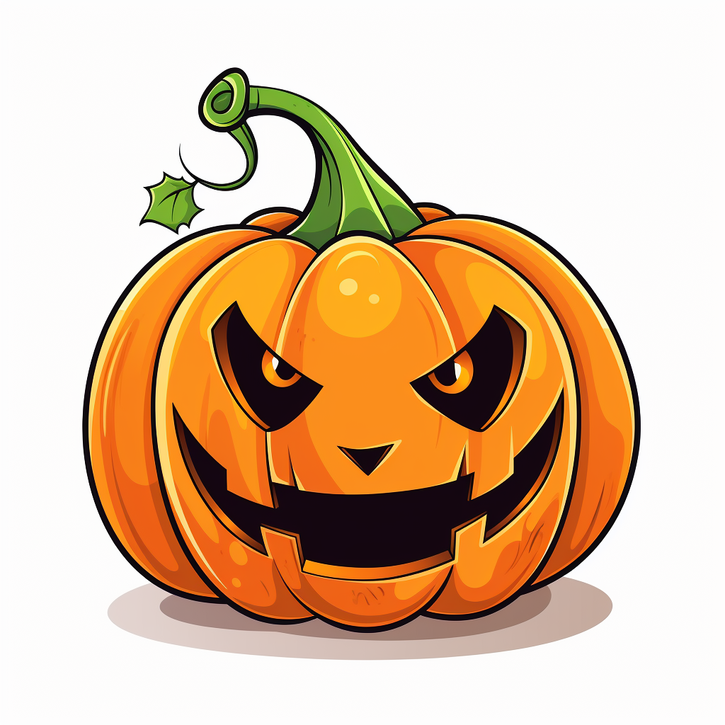 Friendly Halloween pumpkin illustration in flat graphic style