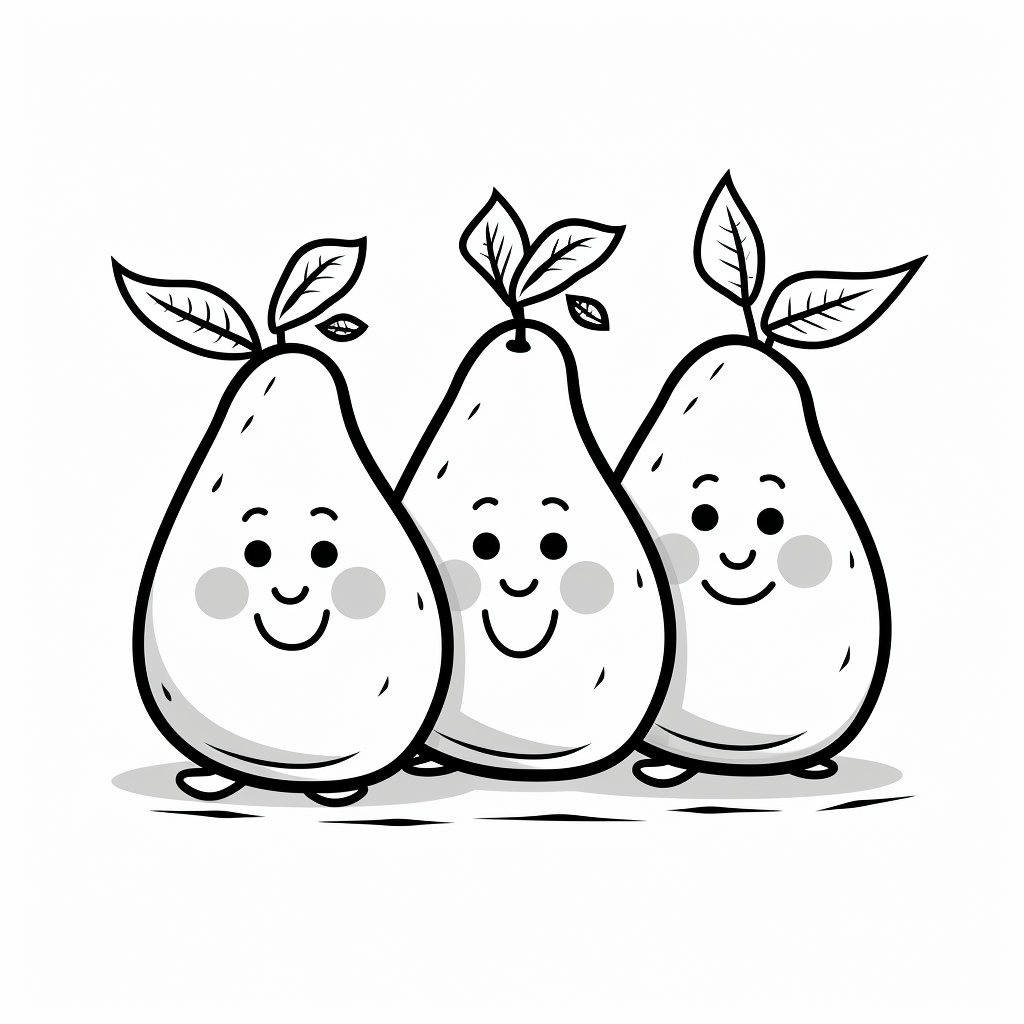 Friendly pears coloring pages for kids