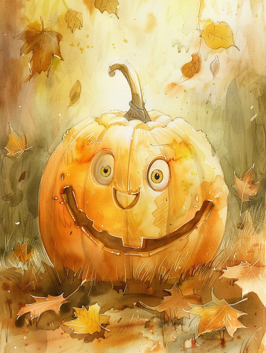 cute pumpkin character with glowing face