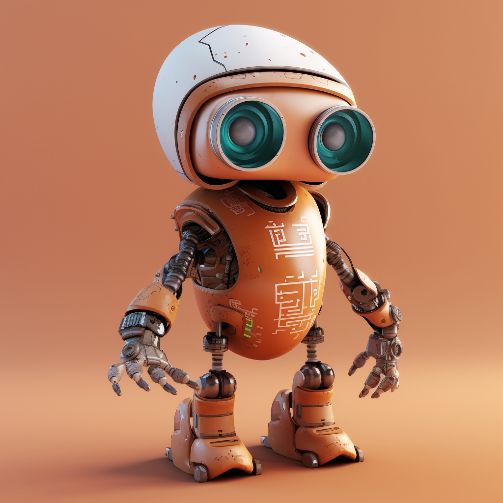 Friendly robot with Arabic carvings