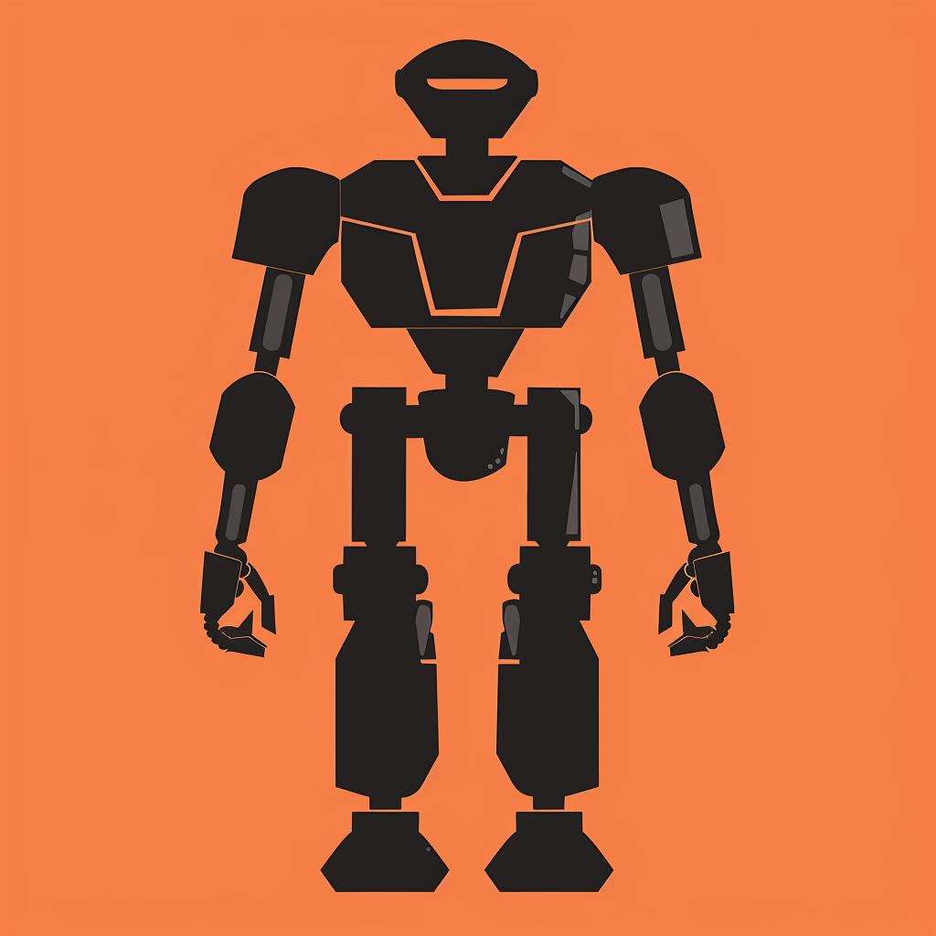 Robot Silhouette Flat Design Icon