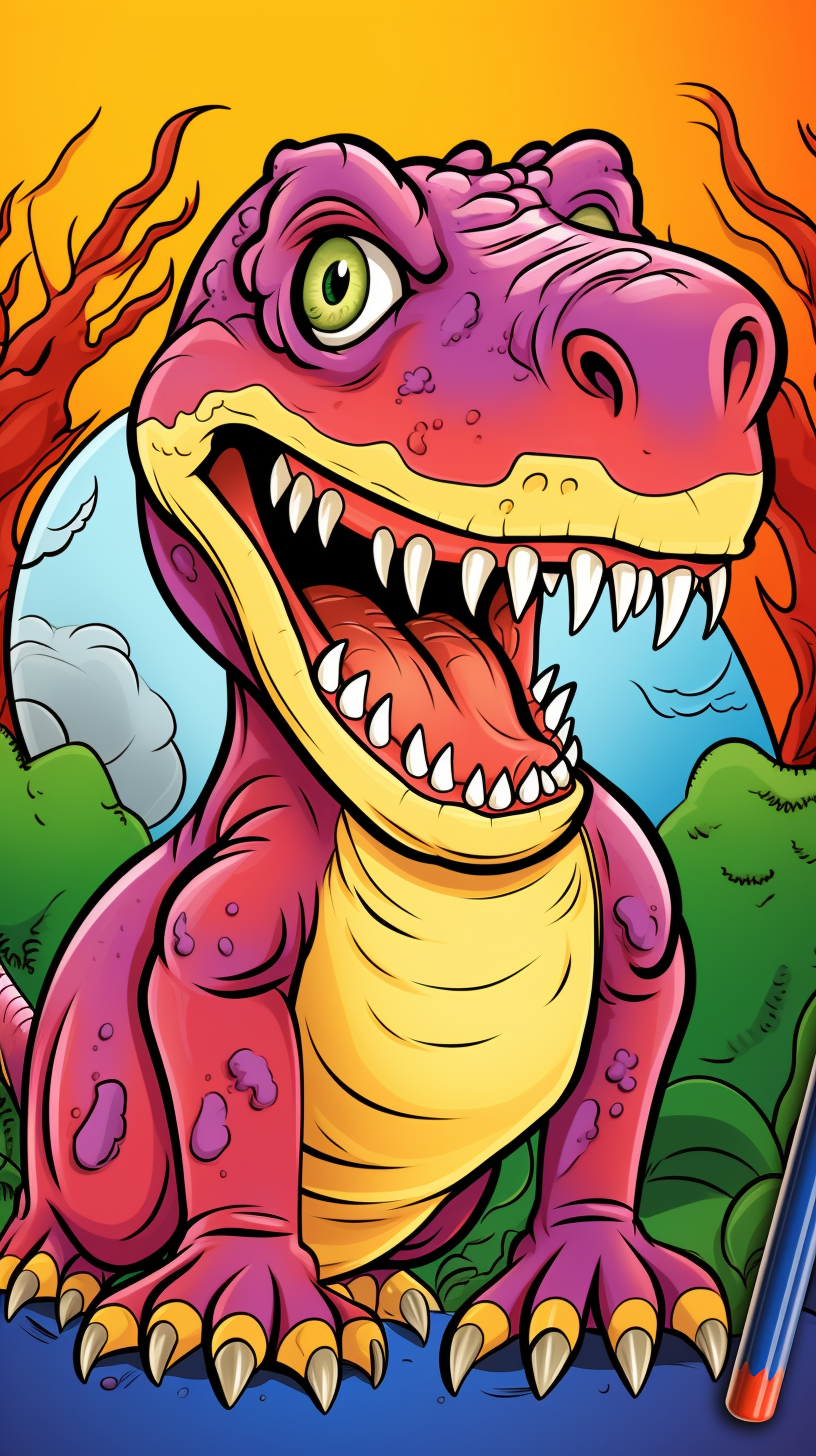 Smiling Tyrannosaurus Rex Coloring Page