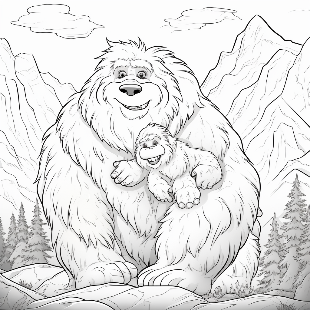 Cute Yetti Giving Mountain a Hug