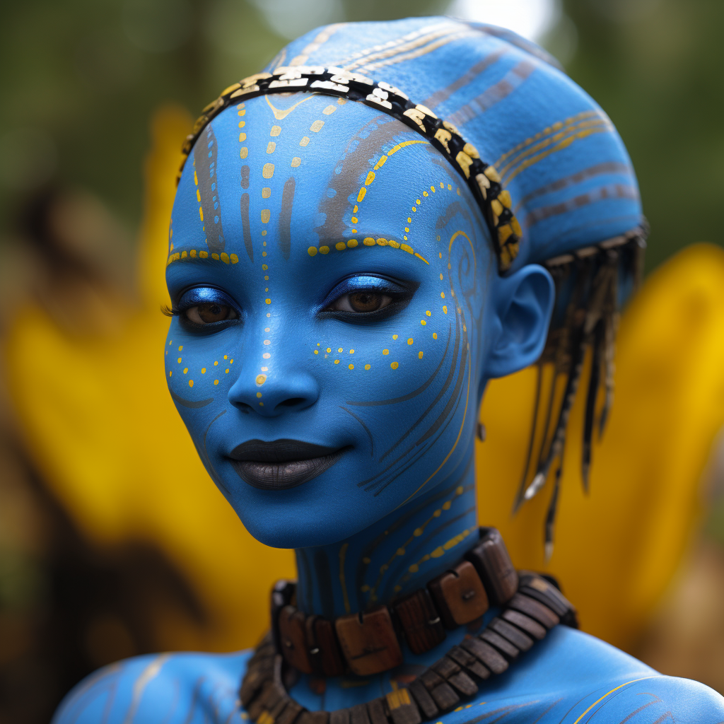 Blue-skinned Na'vi girl cartoon