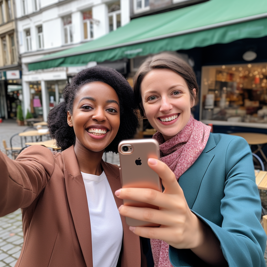 Two Friendly Professional Women Taking a Picture