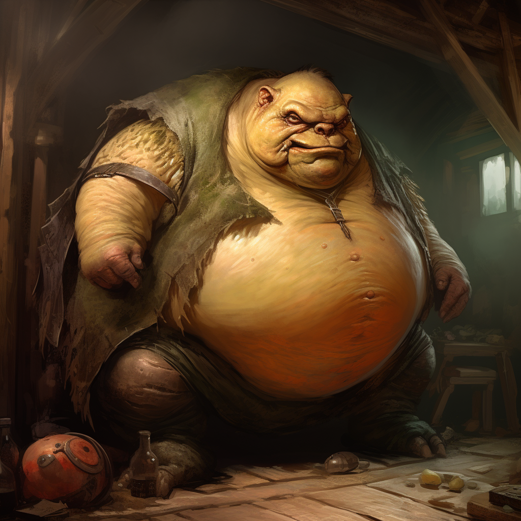 Friendly rotund ogre sharing kindness