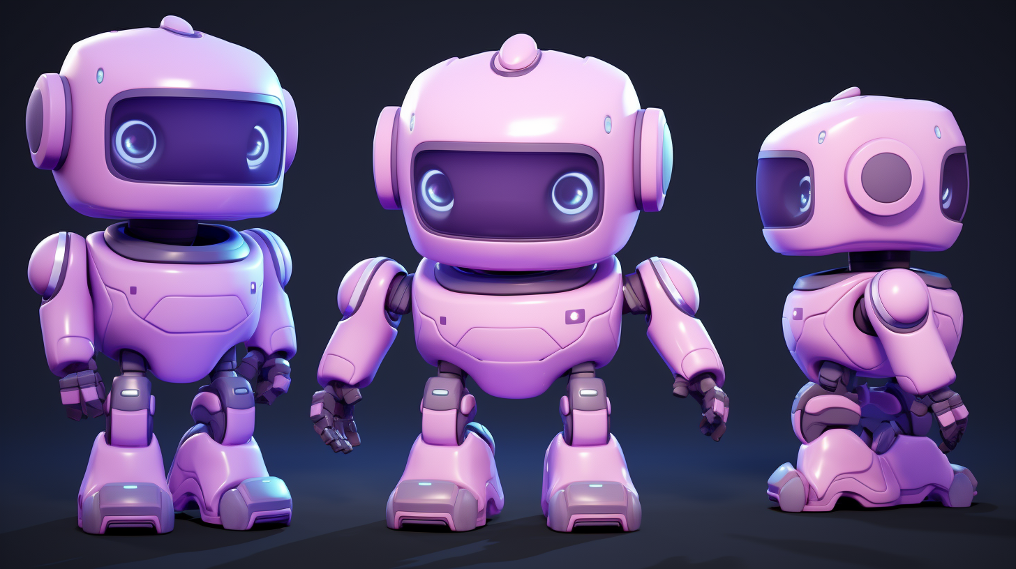 Friendly service robot in light-purple colors