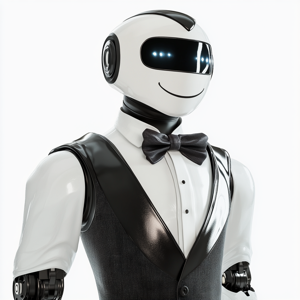 Friendly smiling robot butler image