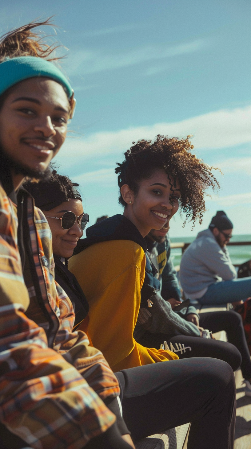 Group of diverse friends at Santa Monica Pier