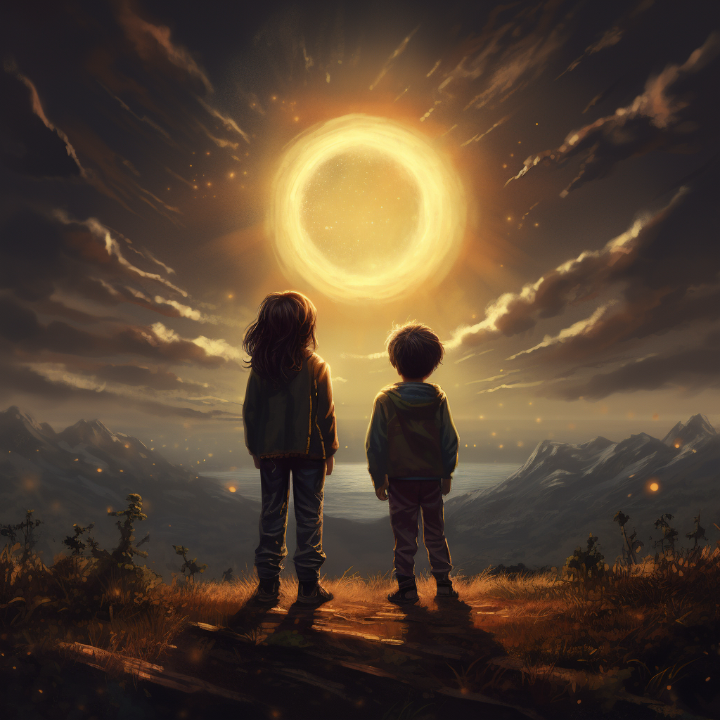 Two friends mesmerized by solar eclipse